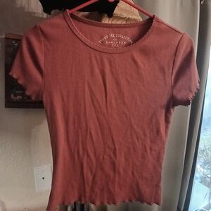 Aeropostale Junior''s Short Sleeve Shrunken Tee in Rust